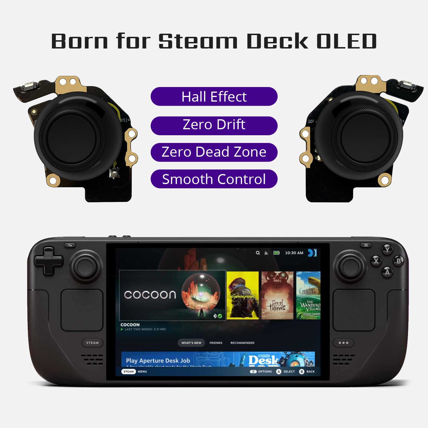 Steam Deck OLED Tighter Hall Effect Joystick, for FPS Games, Capacitive Touch, 1 Pair