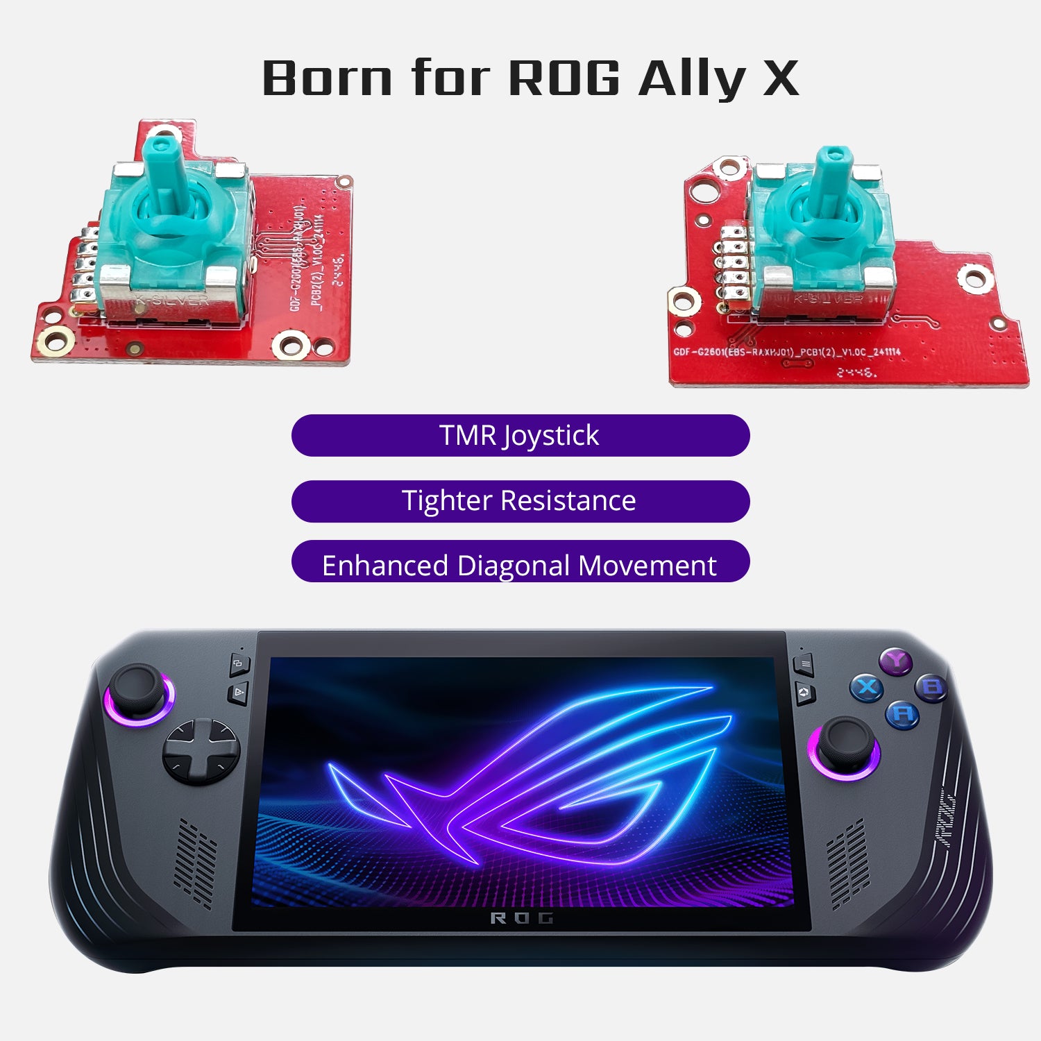 TMR Hall Effect Joystick for ROG Ally X, Tighter Version, with Calibration Tutorial, 1 Pair