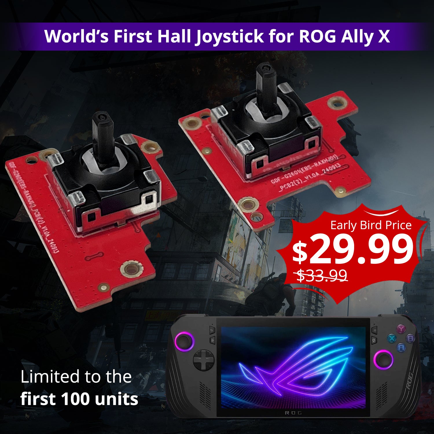 1 Pair Hall Joystick for ROG Ally/ ROG Ally X, with Free Tools Kit [Does Not Compromise the Eligibility for ROG ALLY's 1-year Warranty Service]