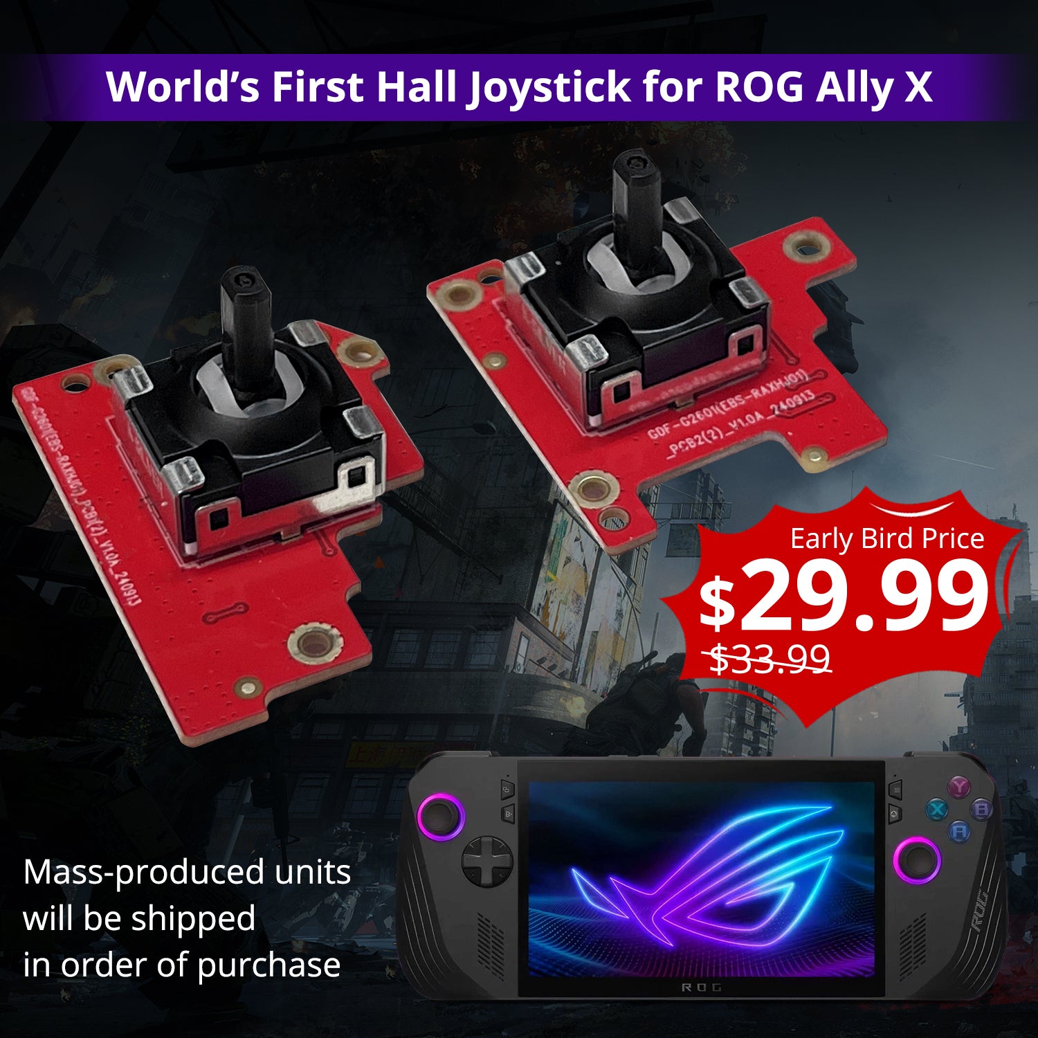 1 Pair Hall Joystick for ROG Ally/ ROG Ally X, with Free Tools Kit [Does Not Compromise the Eligibility for ROG ALLY's 1-year Warranty Service]