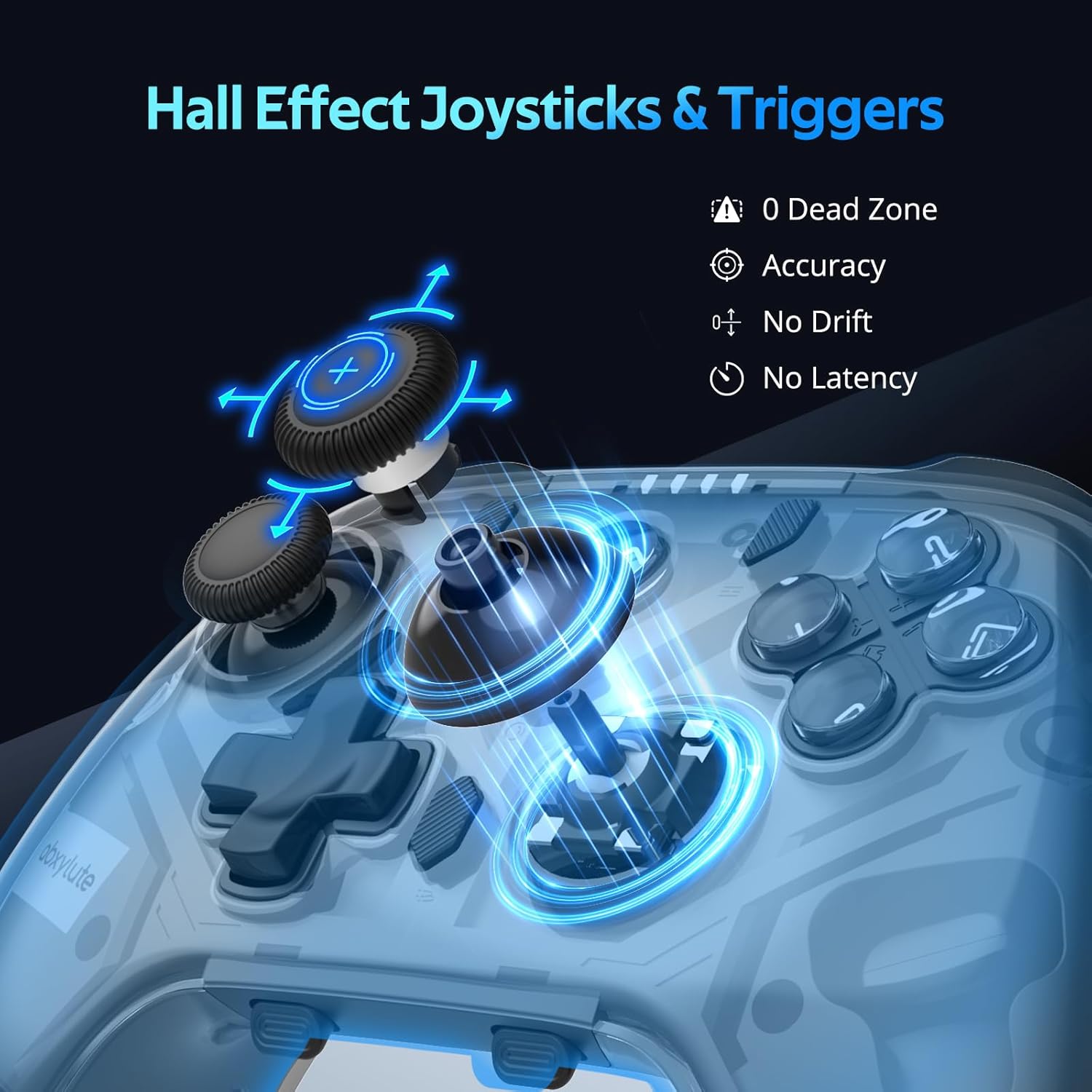 abxylute C8 Wireless PC Controller, Bluetooth, Hall Effect Joystick, Charging Dock with RGB Lighting