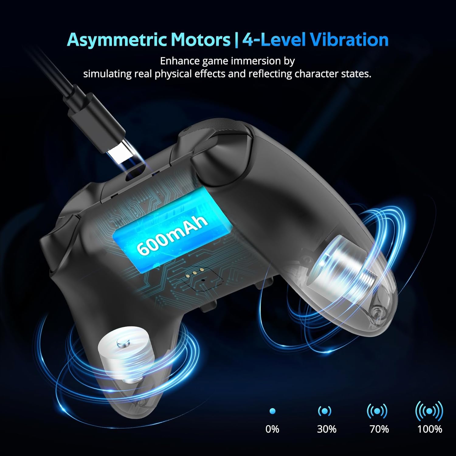 abxylute C8 Wireless PC Controller, Bluetooth, Hall Effect Joystick, Charging Dock with RGB Lighting