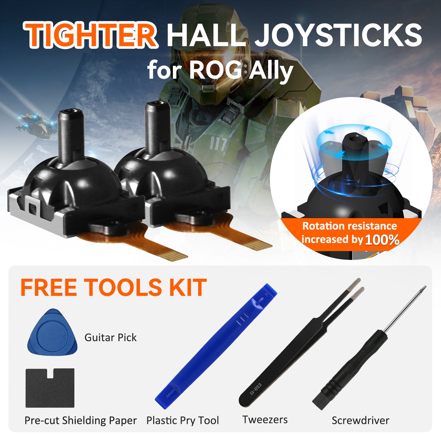 1 Pair Hall Joystick for ROG Ally/ ROG Ally X, with Free Tools Kit [Does Not Compromise the Eligibility for ROG ALLY's 1-year Warranty Service]