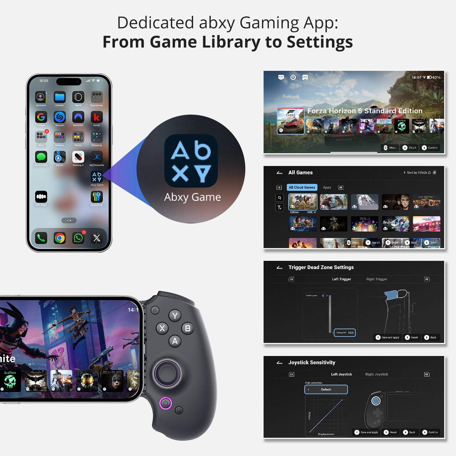 abxylute S9 Premium Mobile Controller, Type-C, Console-Quality, for iPhone and Android Phone