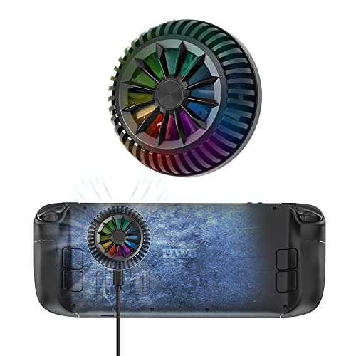 Save Your SD Card! ROG Ally Fan, Semiconductor Cooler with 7-Blade Fan and RGB Colourful Light, 3 Seconds Fast Cooling Magnetic Fan Cooler for Steam Deck, Switch, Tablet, Cellphones